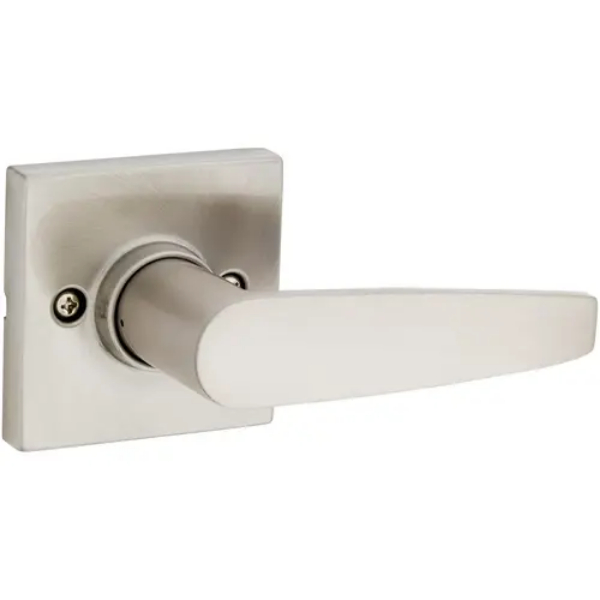 Winston Lever Square Rose Passage Lock with RCAL Latch and RCS Strike Satin Nickel Finish