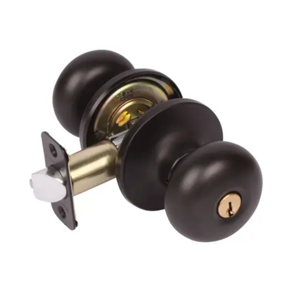 FTF940 Baron Grade 3 Knob with Round Rose Half Dummy Lockset - Matte Black Finish