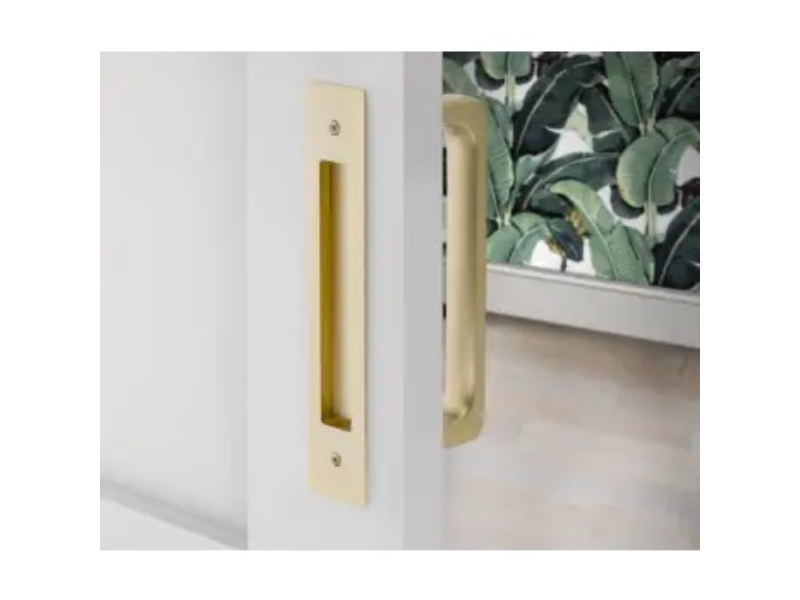 221710US4 2 x 10 in. Modern Rectangular Flush Pull - Satin Brass