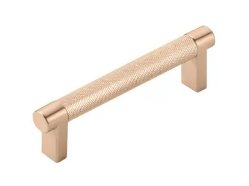 84053.RECUS4.KNUS4 4 in. Center to Center Rectangular Stem Knurled Cabinet Pull - Satin Brass