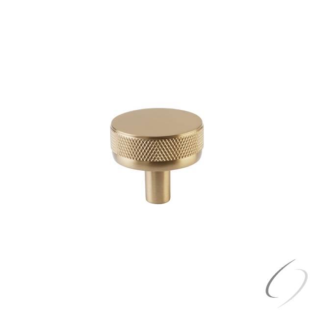 Conical Stem Knurled Cabinet Knob - Satin Brass - 1.25 in. - Solid Forged Brass