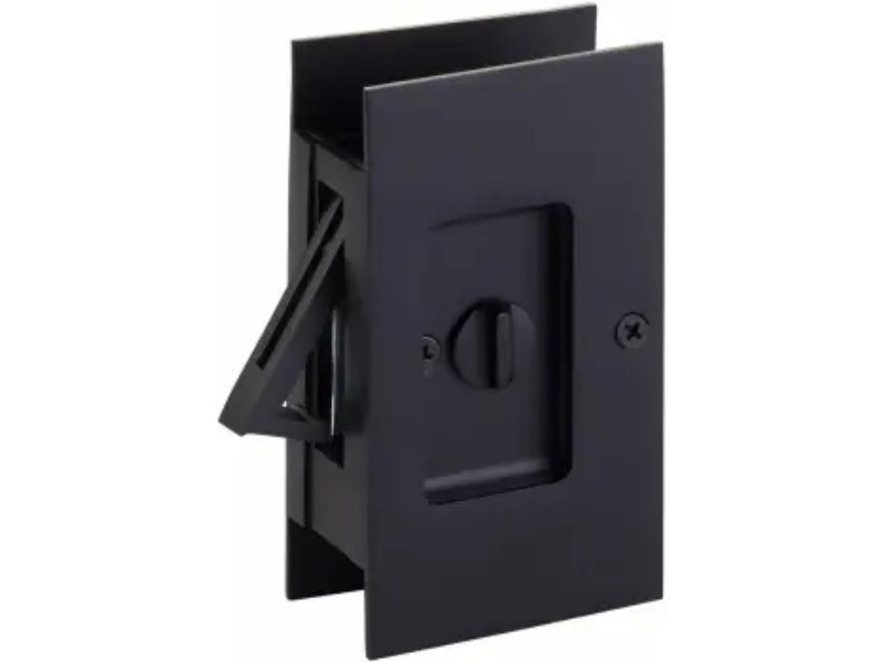 2107US4 1.37 to 1.75 in. Modern Rectangular Passage Pocket Door Lock - Satin Brass