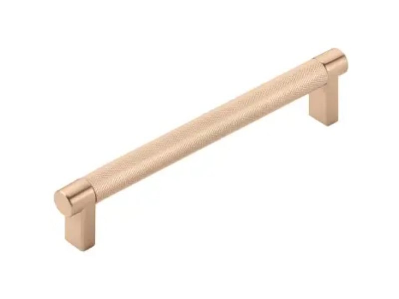 84055.RECUS4.KNUS19 6 in. Center to Center Rectangular Satin Brass Stem Knurled Cabinet Pull - Flat Black