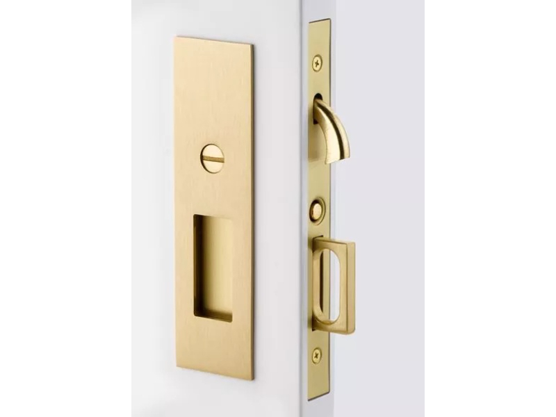 2155US10B138 1.37 in. Narrow Modern Rectangular Privacy Pocket Door Mortise Lock - Oil Rubbed Bronze