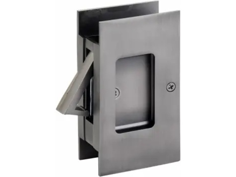 2107US19 1.37 to 1.75 in. Modern Rectangular Passage Pocket Door Lock - Flat Black