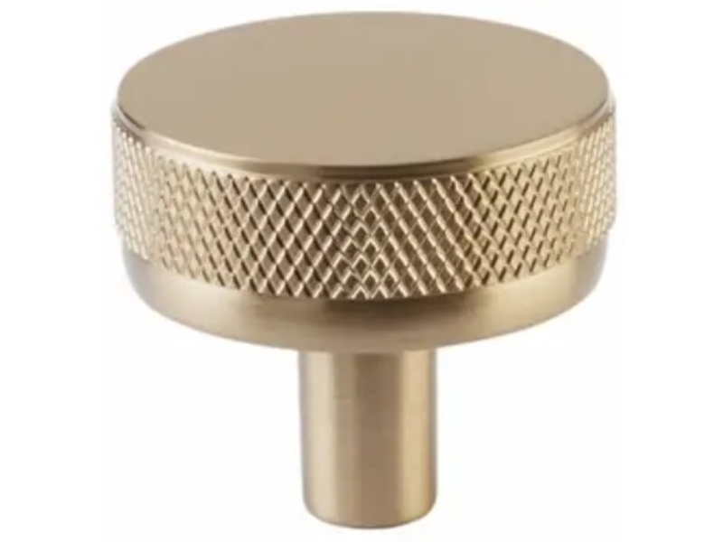 86655.CCKUS19.KNKUS4 1.25 in. Conical Flat Black Stem Knurled Select Cabinet Knob - Satin Brass