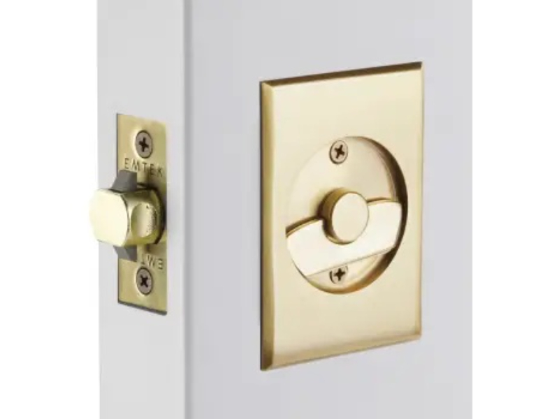 2014US19 1.37 to 1.75 in. Rectangular Passage Pocket Door Tubular Lock with Passage Strike Plate - Flat Black