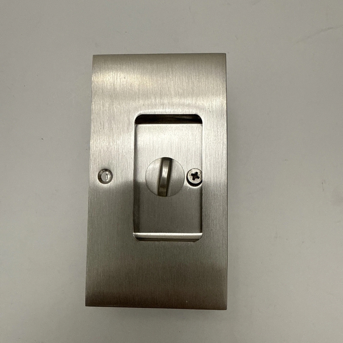 2108US15 1.375 to 1.75 in. Modern Rectangular Privacy Pocket Door Lock - Satin Nickel Finish