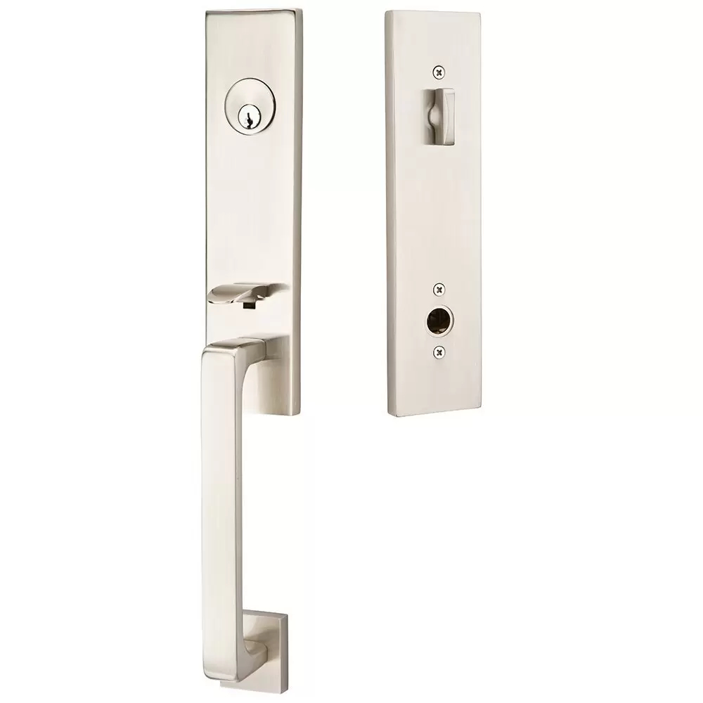 4818DTUS15RH 2.375 & 2.75 in. Dumont Lever Right Hand Backset Single Cylinder Davos Tubular Handle Set - Satin Nickel Finish