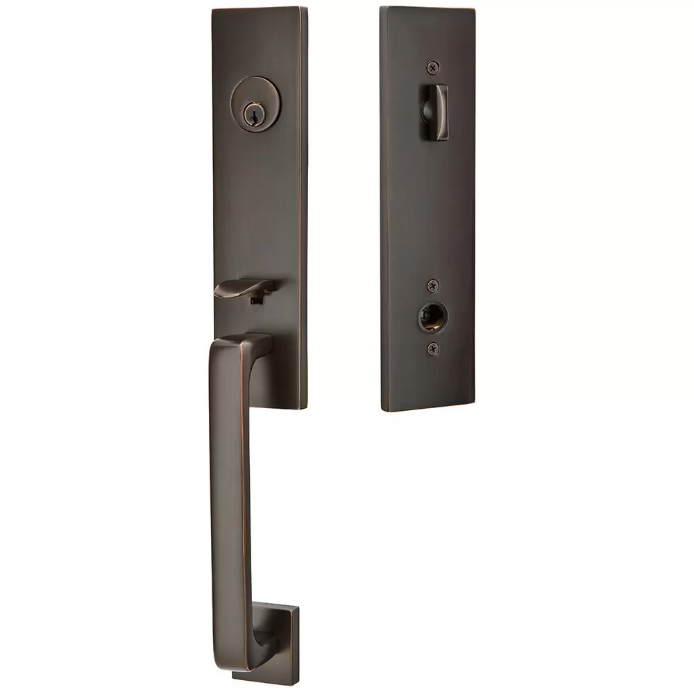 4818HERUS10BRH 2.375 & 2.75 in. Hermes Lever Right Hand Backset Single Cylinder Davos Tubular Handle Set - Oil Rubbed Bronze Finish