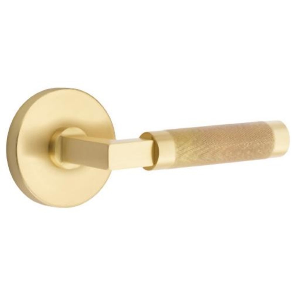 5109US4.LSUS4.KNUS4.LH 2.37 in. L-Square Stem Knurled Lever Left Hand Backset Passage with Disk Rose for 1.25 to 2 in. Door - Satin Brass