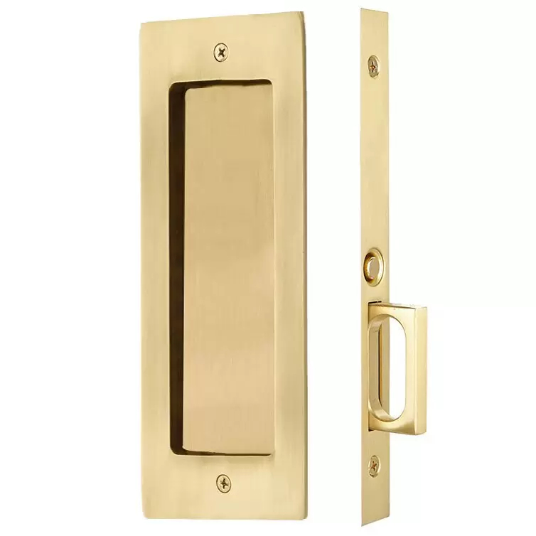 2114US7134 1.75 in. Modern Rectangular Passage Pocket Door Mortise Lock - French Antique Brass Finish