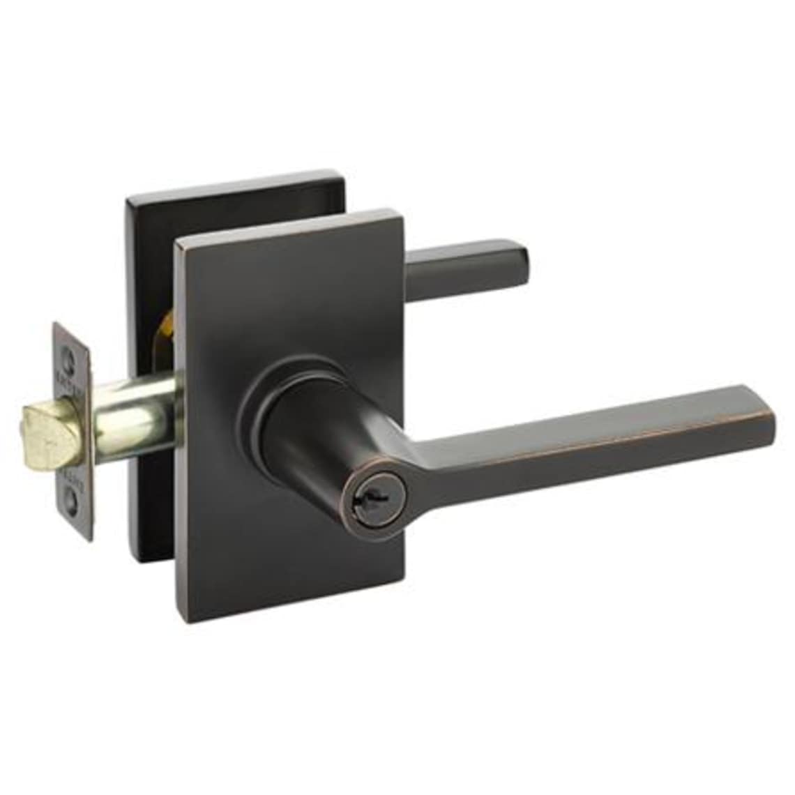 5123HLOUS10BRH 2.37 in. Helios Lever Right Hand Backset Keyed Entry with Modern Rectangular Rose for 1.37 to 2.06 in. Door - Oil Rubbed Bronze