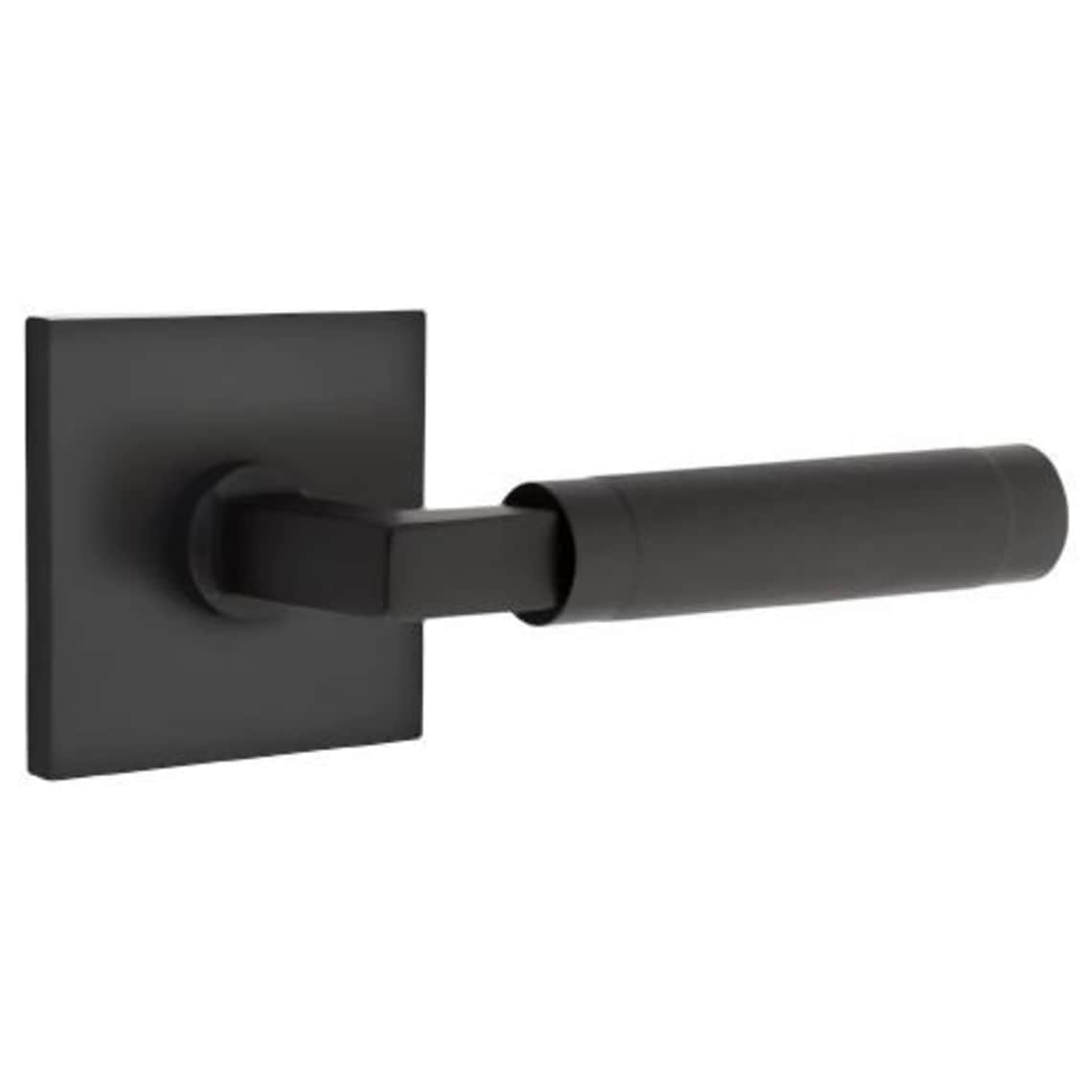 5210US19.LSUS19.KNUS19.LH 2.37 in. L-Square Stem Knurled Left Hand Backset Privacy Lever with Square Rose for 1.25 to 2 in. Door, Flat Black