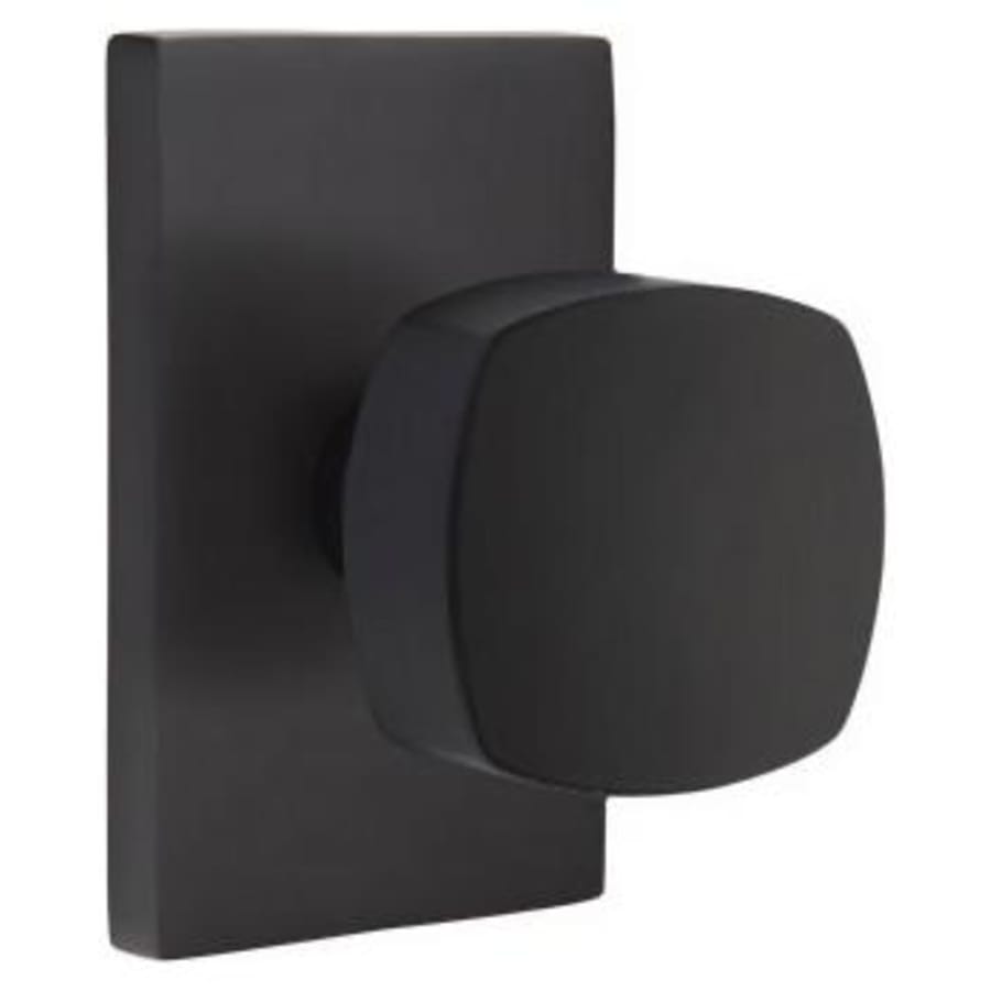 5212FRKUS19 2.37 in. Freestone Backset Privacy Knob with Modern Rectangular Rose for 1.25 to 2 in. Door - Flat Black