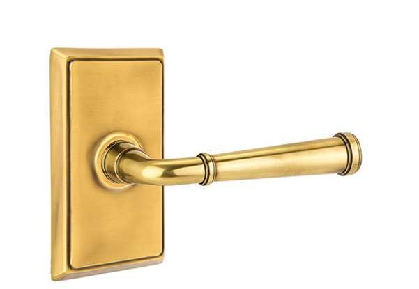 8521MEUS7 Merrimack Lever Dummy Pair with Rectangular Rose for 1.25 to 2 in. Door, French Antique Brass