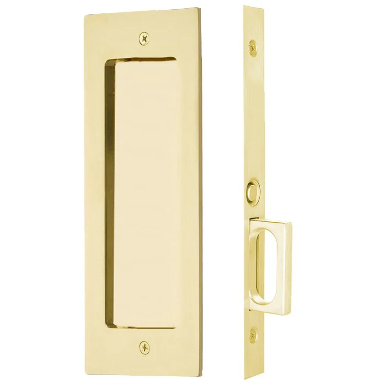 2114US3NL138 1.375 in. Modern Rectangular Passage Pocket Door Mortise Lock - Unlacquered Brass Finish