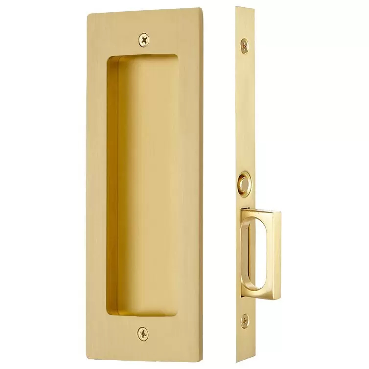 2114US4134 1.75 in. Modern Rectangular Passage Pocket Door Mortise Lock - Satin Brass Finish