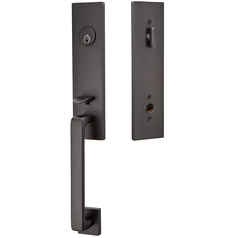 4818DTUS19RH 2.375 & 2.75 in. Dumont Lever Right Hand Backset Single Cylinder Davos Tubular Handle Set - Flat Black Finish