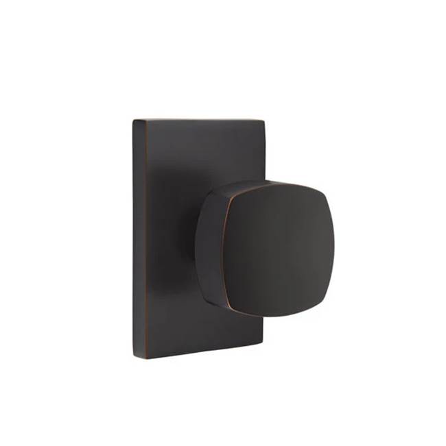 5052FRKUS10B Freestone Dummy Knob with Modern Rectangular Rose for 1.25 to 2 in. Door, Oil Rubbed Bronze