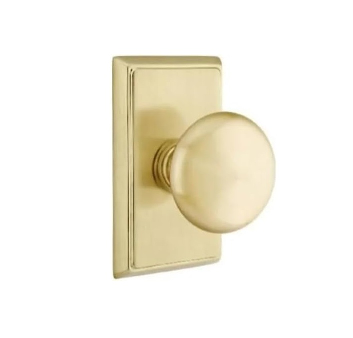 8121PUS4 2.37 in. Providence Backset Passage Knob with Rectangular Rose for 1.25 to 2 in. Door, Satin Brass