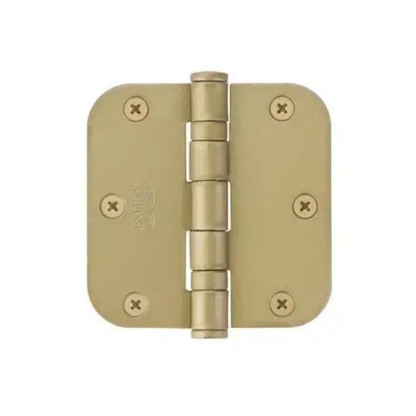 94033US4 3.5 x 3.5 x 0.62 in. Radius Steel Heavy Duty Ball Bearing Hinges, Satin Brass Finish - Pack of 2