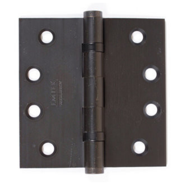 96414US19 4 x 4 in. Square Solid Brass Heavy Duty Ball Bearing Hinges, Flat Black Finish - Pack of 2