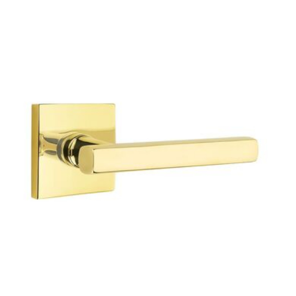 5110FRLUS3NLLH 2.375 in. Freestone Left Hand Backset Passage Lever with Square Rose for 1.25 To 2 in. Door - Unlacquered Brass Finish