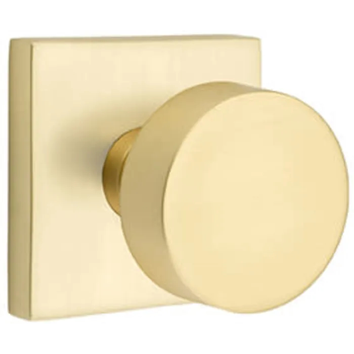 5110ROUUS4.RLS 2.375 in. Round Radius Latch Strike Passage Backset Knob with Square Rose for 1.25 To 2 in. Door - Satin Brass Finish