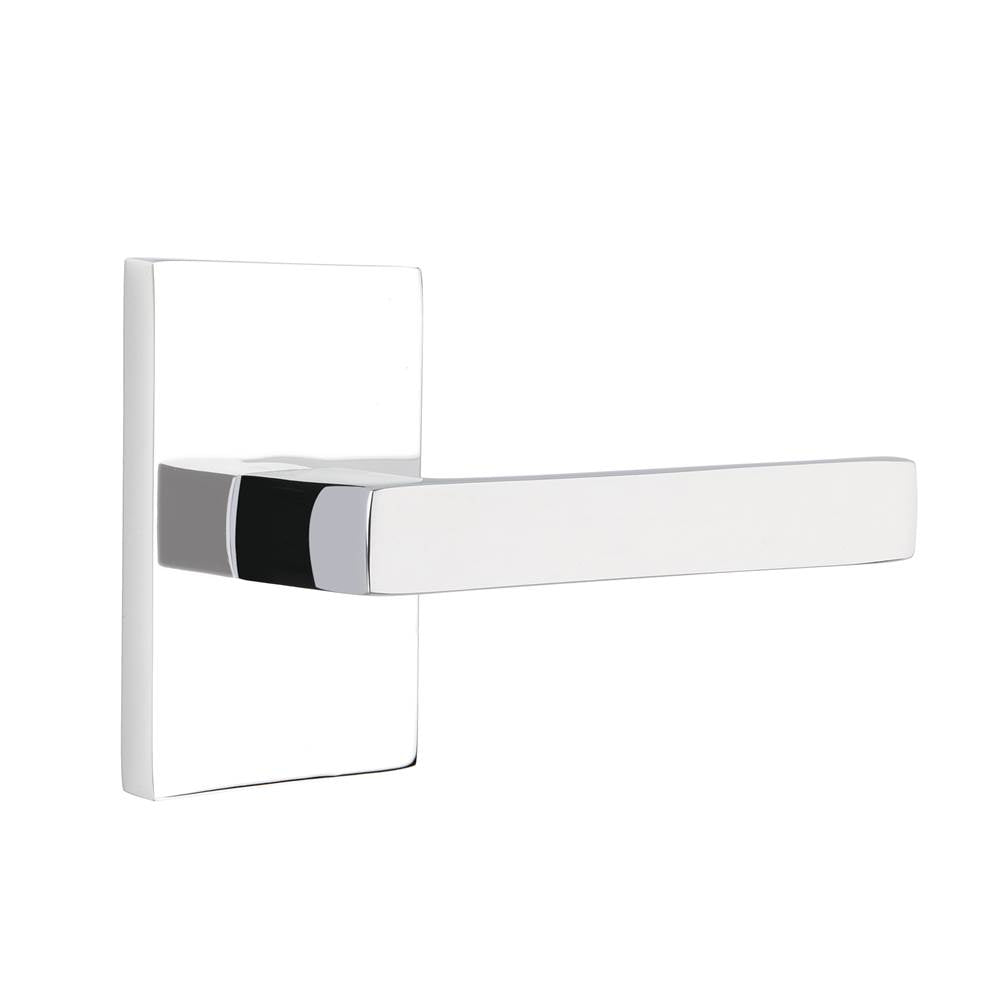 C5212DTUS26 2.375 in. Dumont Backset Privacy Lever with Modern Rectangular Rose & CF Mechanism for 1.375 To 1.75 in. Door - Polished Chrome Finish