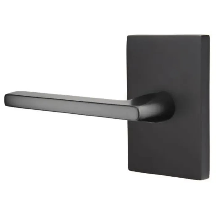 C5212HLOUS19 2.375 in. Helios Backset Privacy Lever with Modern Rectangular Rose & CF Mechanism for 1.375 To 1.75 in. Door - Flat Black Finish