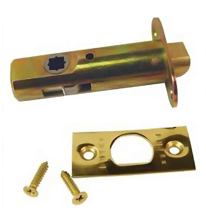 EMPVL238R4 2.375 in. Privacy Round Corner Backset Latch - Satin Brass Finish