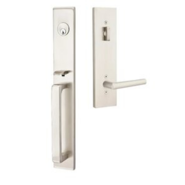 4819STUUS15LH 2.375 & 2.75 in. Stuttgart Lever Left Hand Backset Single Cylinder Lausanne Tubular Handle Set - Satin Nickel Finish