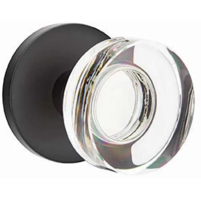 5059MDCUS19 Modern Disc Glass Dummy Knob with Disk Rose for 1.25 To 2 in. Door - Flat Black Finish