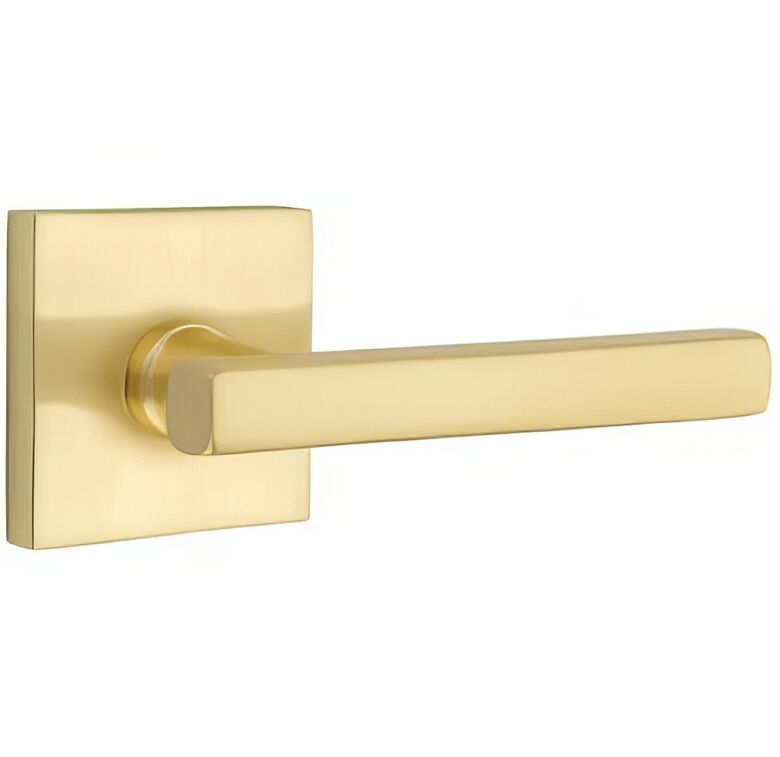 5110FRLUS4RH 2.375 in. Freestone Right Hand Backset Passage Lever with Square Rose for 1.25 To 2 in. Door - Satin Brass Finish