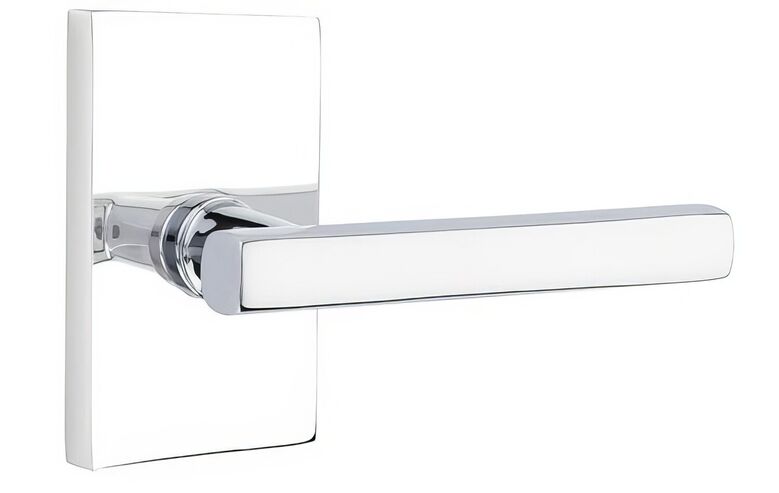 5112FRLUS26LH 2.375 in. Freestone Left Hand Backset Passage Lever with Modern Rectangular Rose for 1.25 To 2 in. Door - Polished Chrome Finish