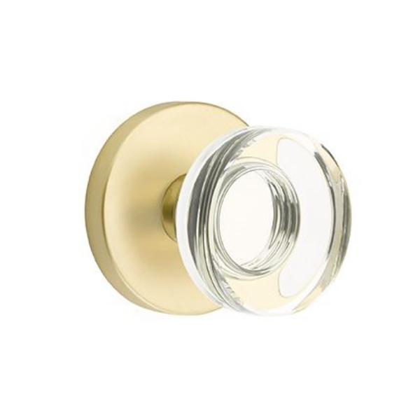 5059MDCUS4 Modern Disc Glass Dummy Knob with Disk Rose for 1.25 To 2 in. Door - Satin Brass Finish