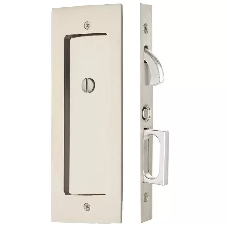 2115US14138 1.375 in. Modern Rectangular Privacy Pocket Door Mortise Lock - Polished Nickel Lifetime Finish