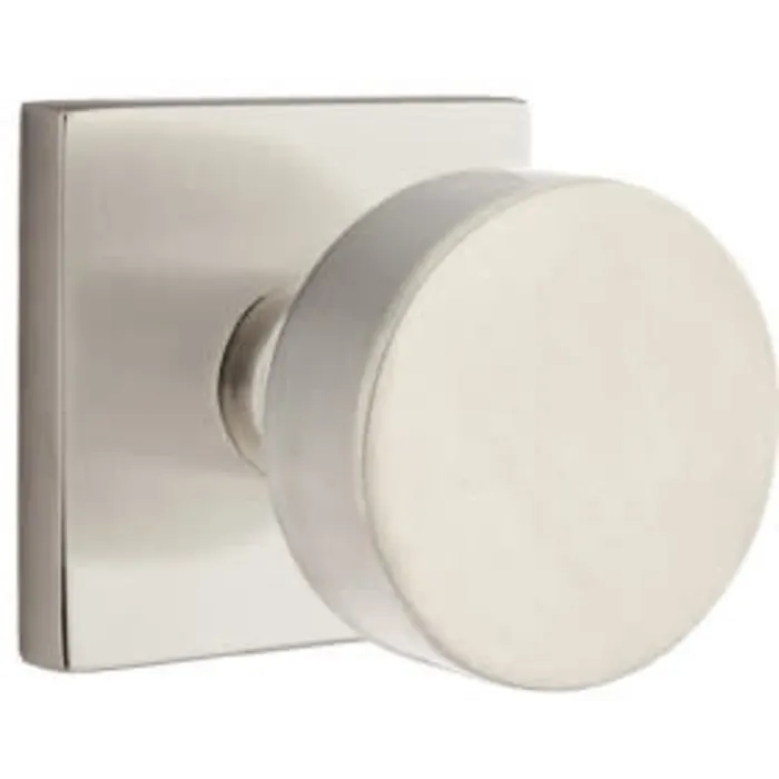 5110ROUUS15.RLS 2.375 in. Round Backset Radius Latch Strike Passage Knob with Square Rose for 1.25 To 2 in. Door - Satin Nickel Finish