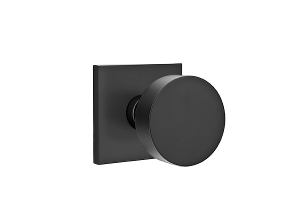 5110ROUUS19.RLS 2.375 in. Round Backset Radius Latch Strike Passage Knob with Square Rose for 1.25 To 2 in. Door - Flat Black Finish