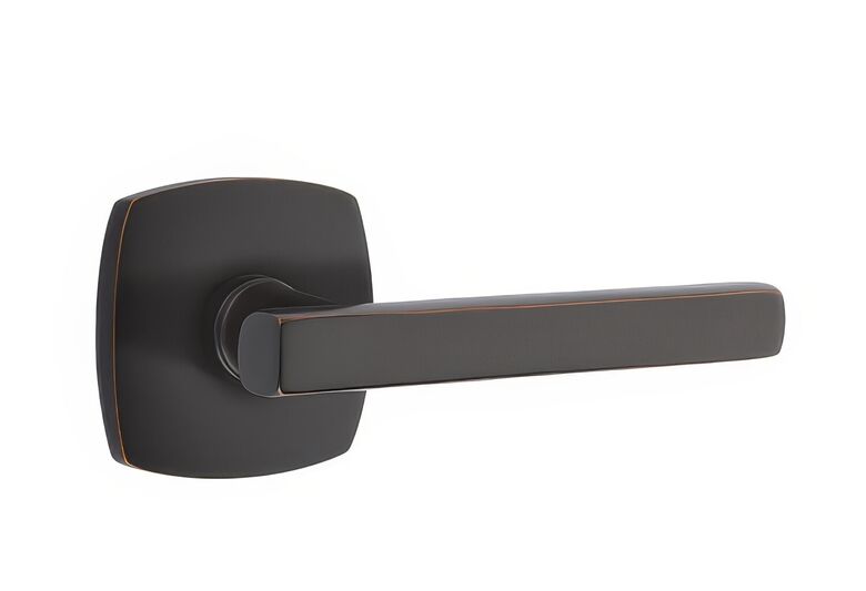 5316FRLUS10BLH 2.375 in. Freestone Left Hand Backset Passage Lever with Urban Modern Rose for 1.25 To 2 in. Door - Oil Rubbed Bronze Finish