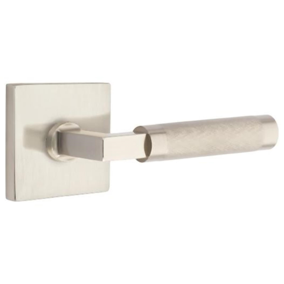 2.375 in. L-Square Stem Knurled Backset Passage Lever with Square Rose & CF Mechanism for 1.375 To 1.75 in. Door - Satin Nickel Finish