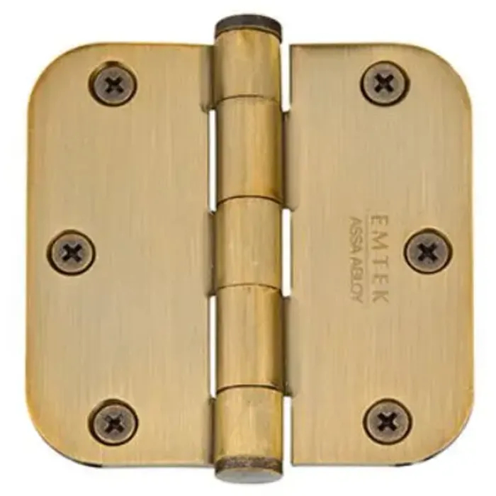96133US4 3.5 x 3.5 x 0.62 in. Radius Solid Residential Duty Hinges, Satin Brass Finish - Pack of 2