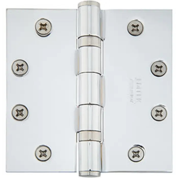 96415US19 4.5 x 4.5 in. Square Solid Brass Heavy Duty Ball Bearing Hinges, Flat Black Finish - Pack of 2