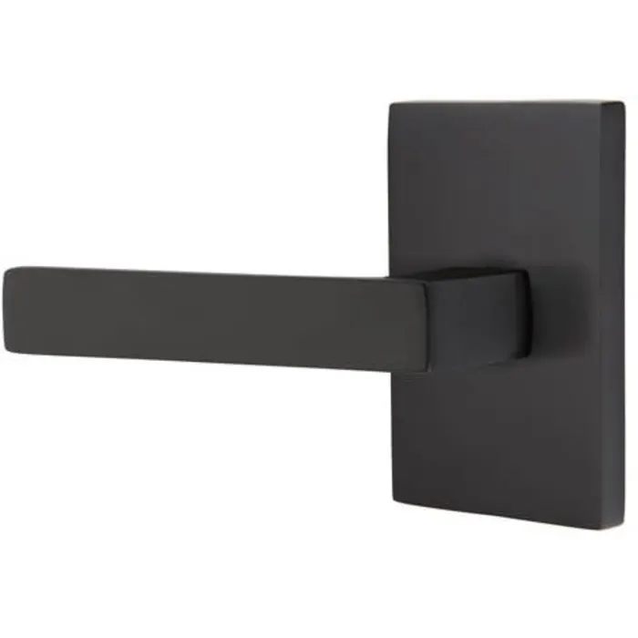 C5112DTUS19 2.375 in. Dumont Backset Passage Lever with Modern Rectangular Rose & CF Mechanism for 1.375 To 1.75 in. Door - Flat Black Finish