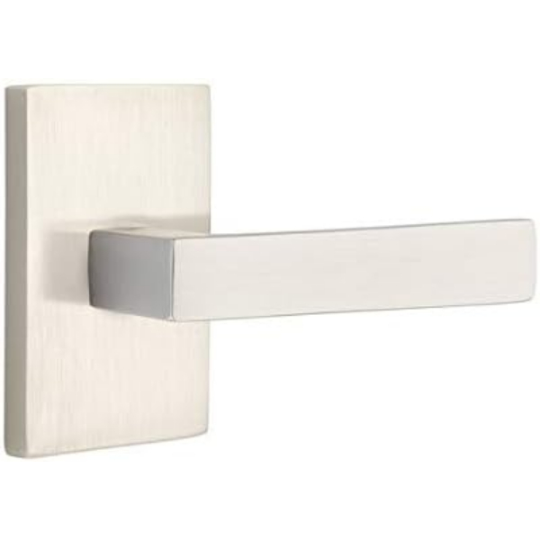C5212DTUS15 2.375 in. Dumont Backset Privacy Lever with Modern Rectangular Rose & CF Mechanism for 1.375 To 1.75 in. Door - Satin Nickel Finish