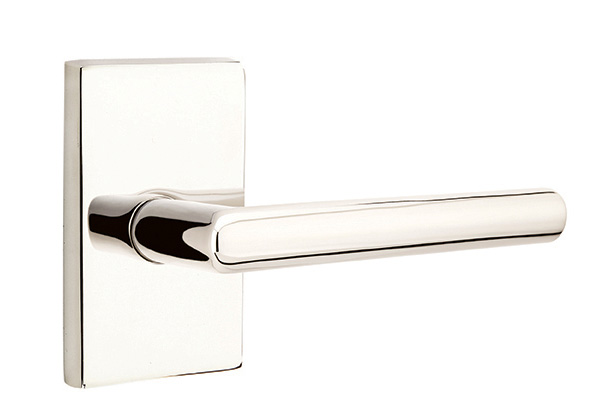 5052STUUS14 1.25 To 2 in. Door Stuttgart Lever Dummy Pair with Modern Rectangular Rose - Polished Nickel Lifetime Finish