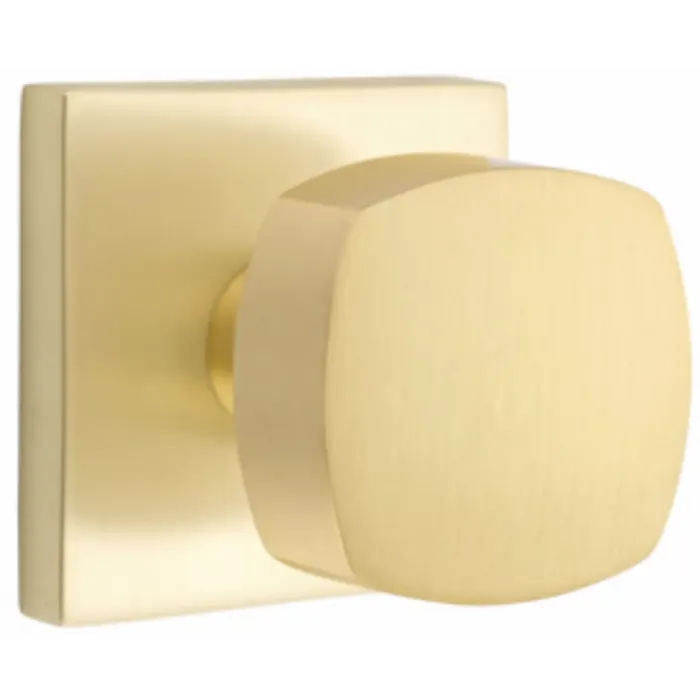 5110FRKUS4 2.375 in. Freestone Backset Passage Knob with Square Rose for 1.25 To 2 in. Door - Satin Brass Finish