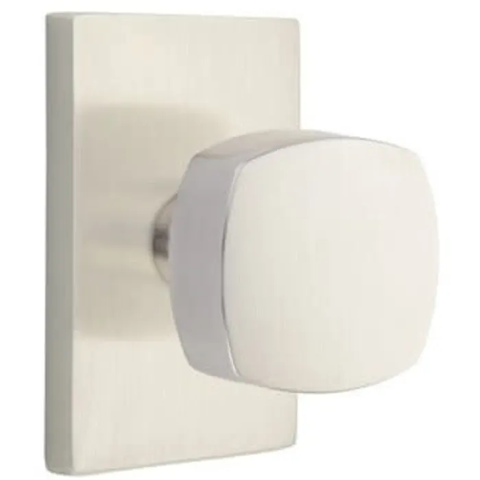 5212FRKUS15 2.375 in. Freestone Backset Privacy Knob with Modern Rectangular Rose for 1.25 To 2 in. Door - Satin Nickel Finish