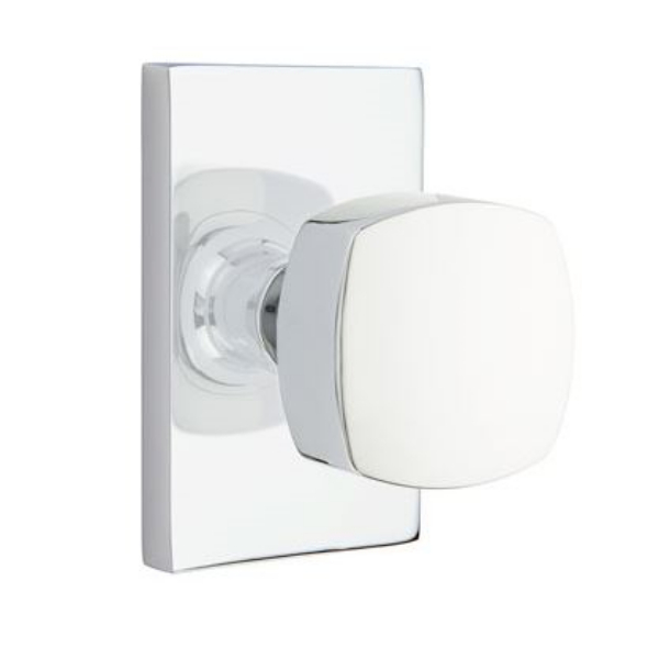 5212FRKUS26 2.375 in. Freestone Backset Privacy Knob with Modern Rectangular Rose for 1.25 To 2 in. Door - Polished Chrome Finish